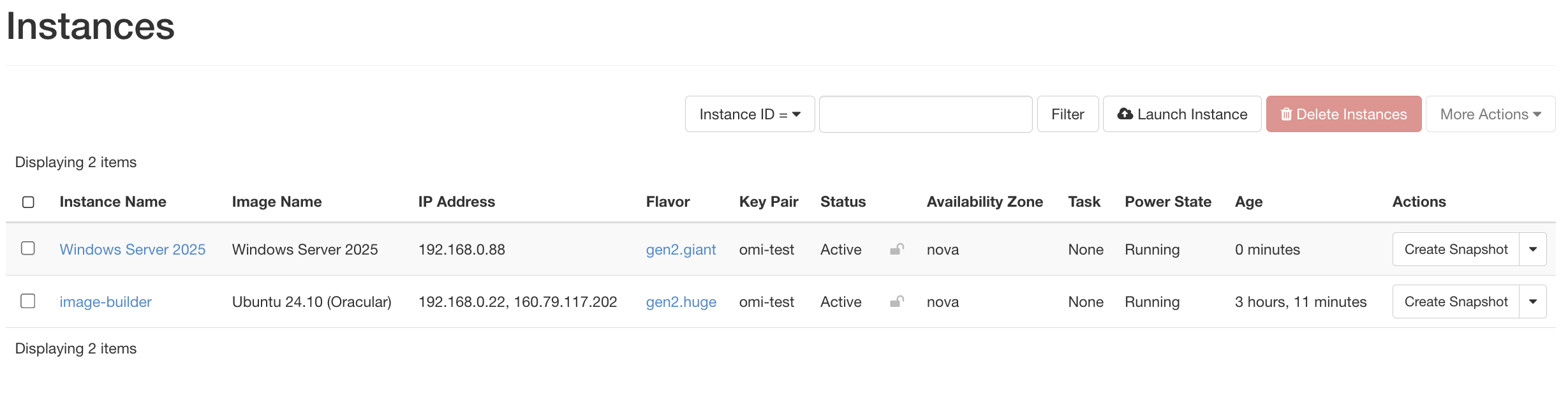 Win instance running