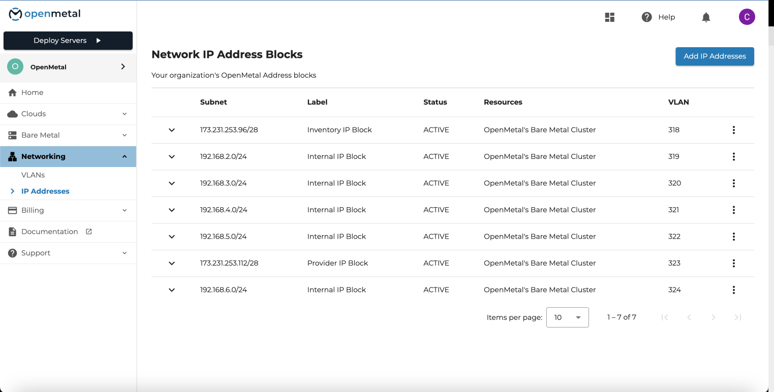 Central IP Block Listings