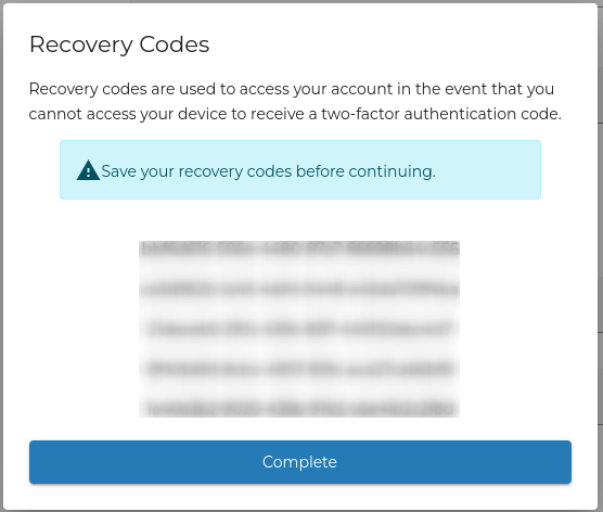 Recovery codes